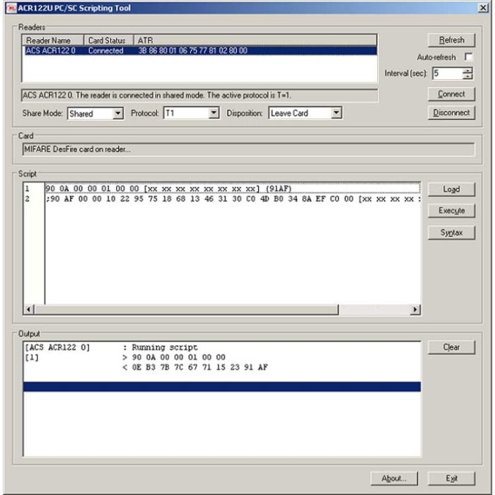ACR122U PC/SC Smart Card Reader Scripting Tool