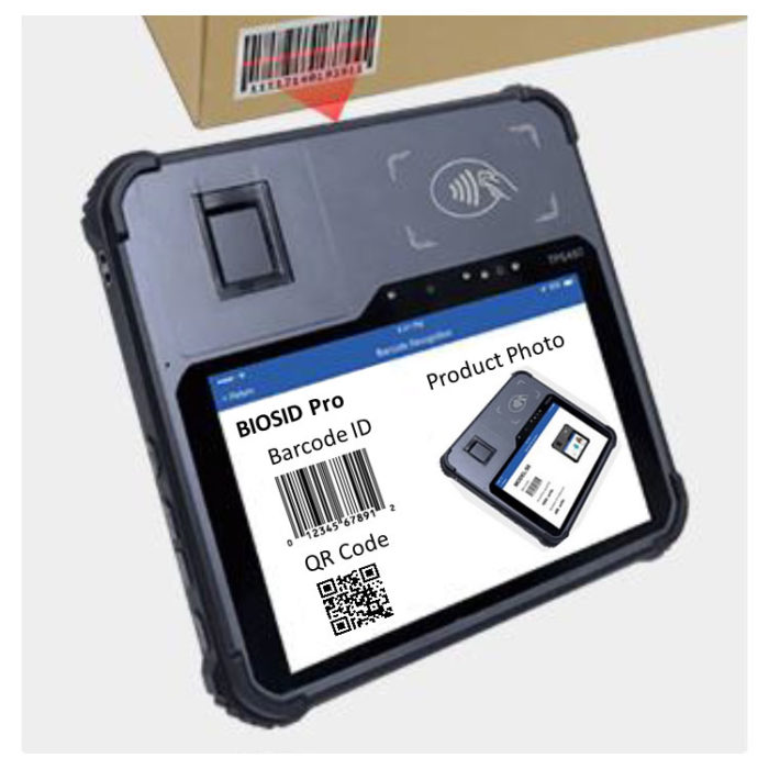 BIOSID PRO Biometric Enrollment and Verification Tablet device w/ barcode scanner