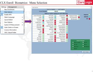 CLX Enroll Biometrics Field Selection