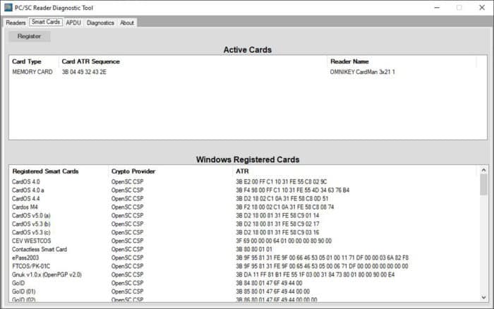 PC/SC Smart Card Reader Diagnostic APDU Tool